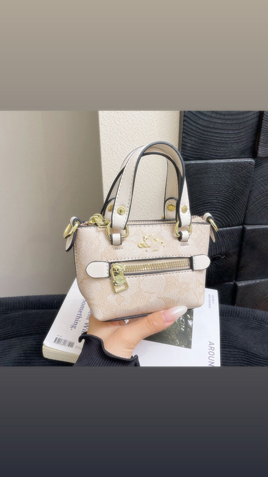 Vanilla Cream Coach Mini Rowan Satchel Bag Charm 🤍🐻.