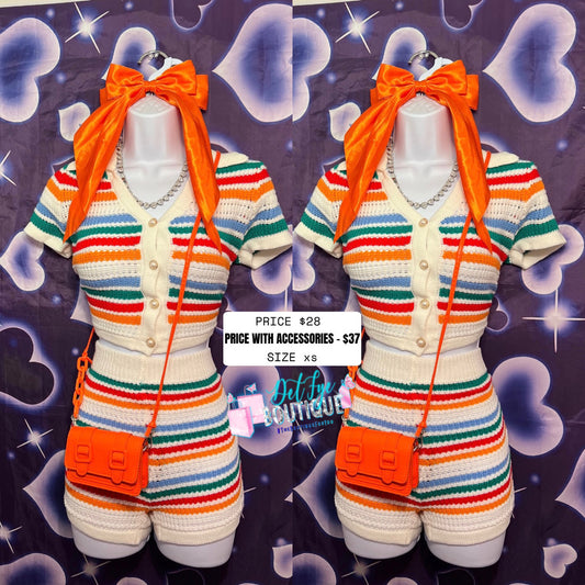 stripped knitted 2piece🧡.