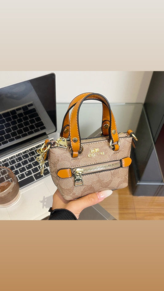Honey Ginger Coach Mini Rowan Satchel Bag Charm 🧡🐻.